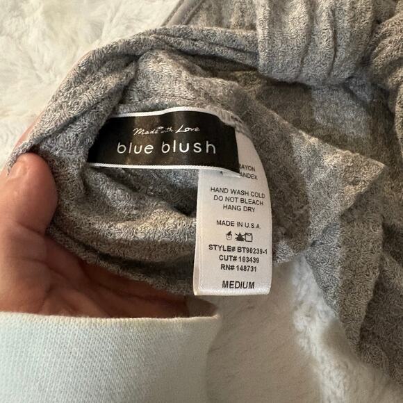 Blue Blush Grey Halter Tie Back Crop Top Made in USA Medium Waffle Knit - Picture 3 of 6